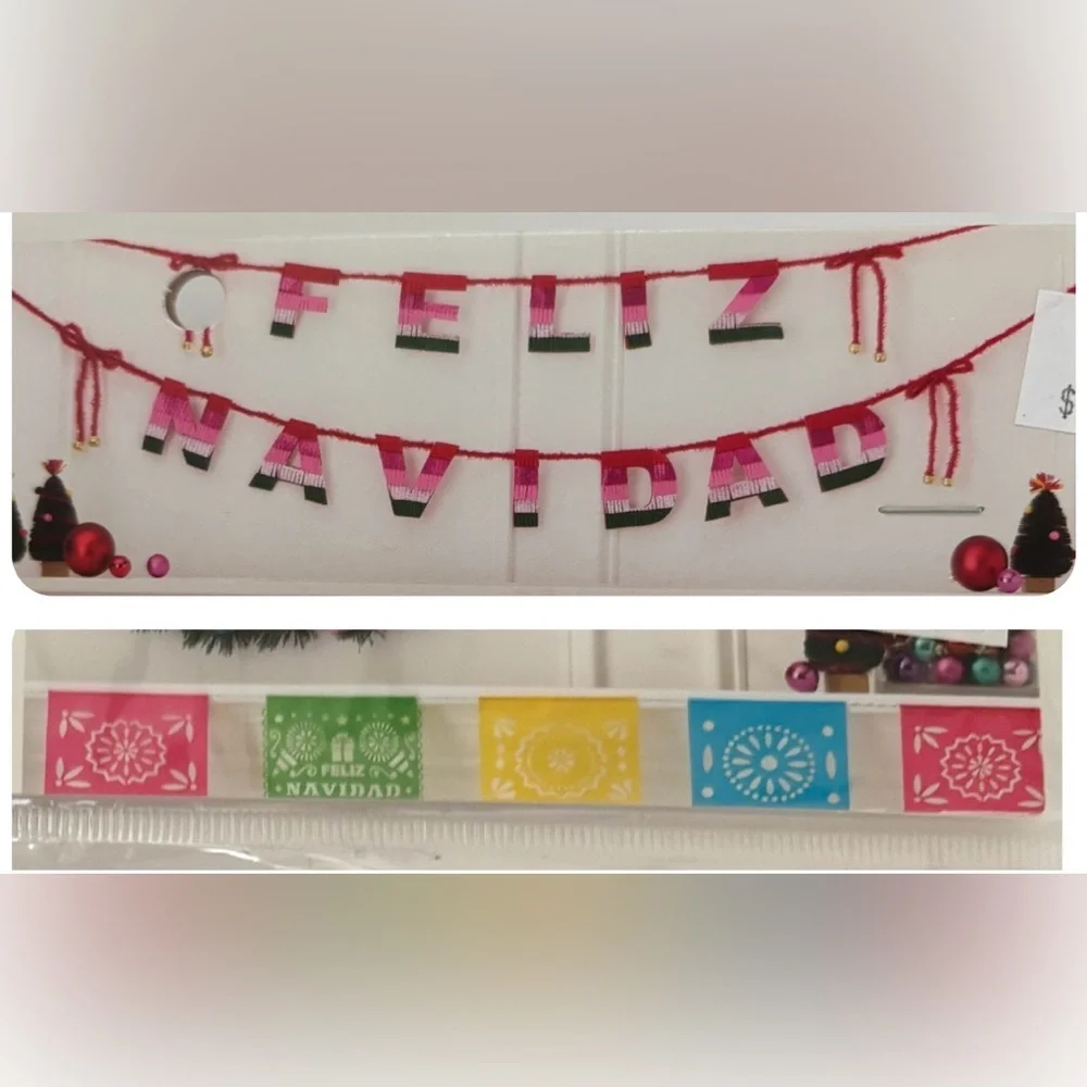 Spanish language Christmas garland NWT NEW 2 sets 6 ft Xmas decor Ashland